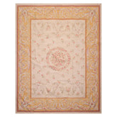 LoomBloom 7'3''x9'3" Beige Hand Knotted Wool Classic European Flatweave Rug